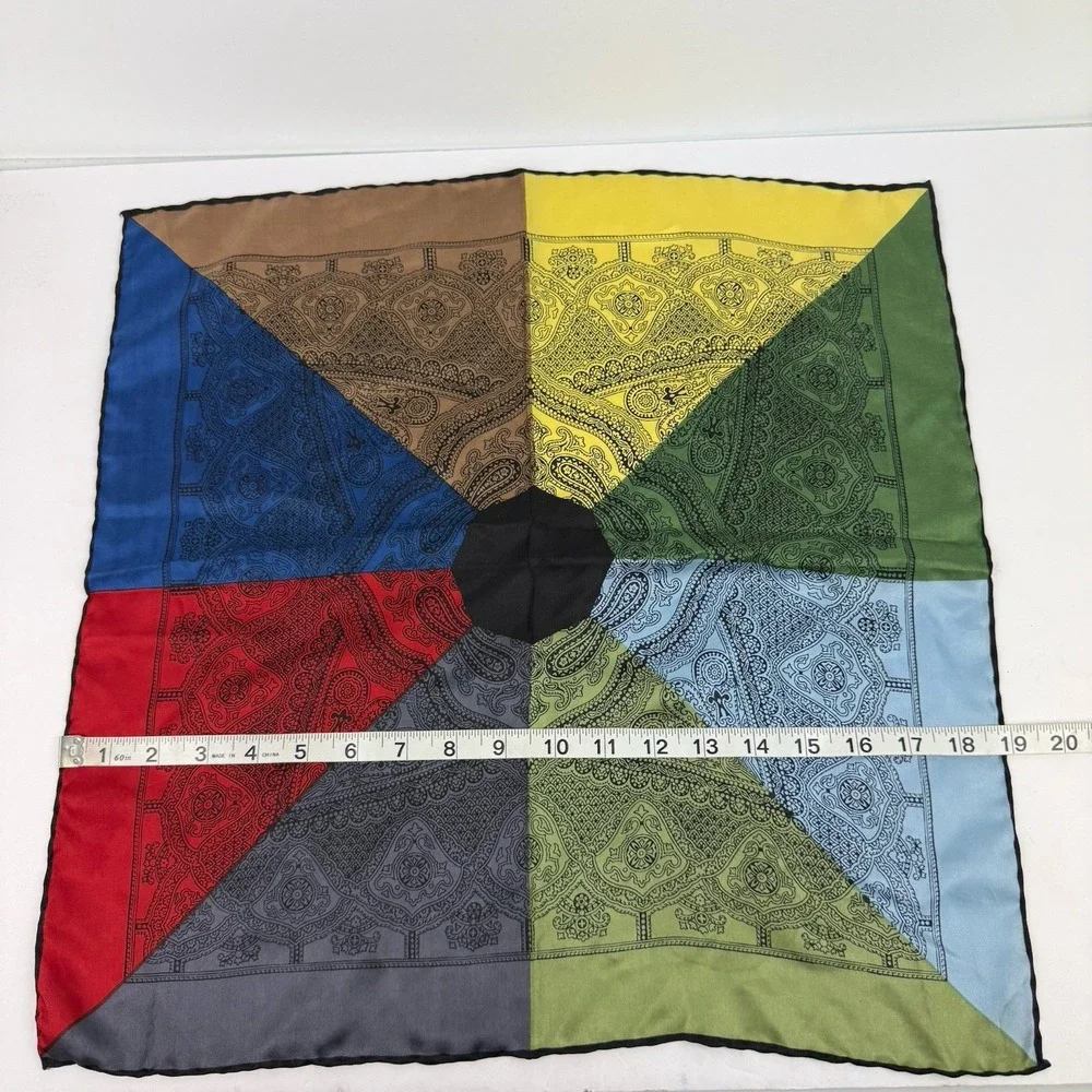 Imperial Silk Handkerchief Made In Italy Hand‎ Rolled Square Colorful